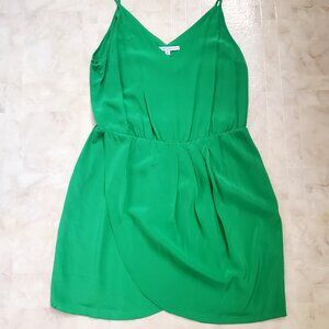 Amanda Uprichard grass green silk faux-wrap dress